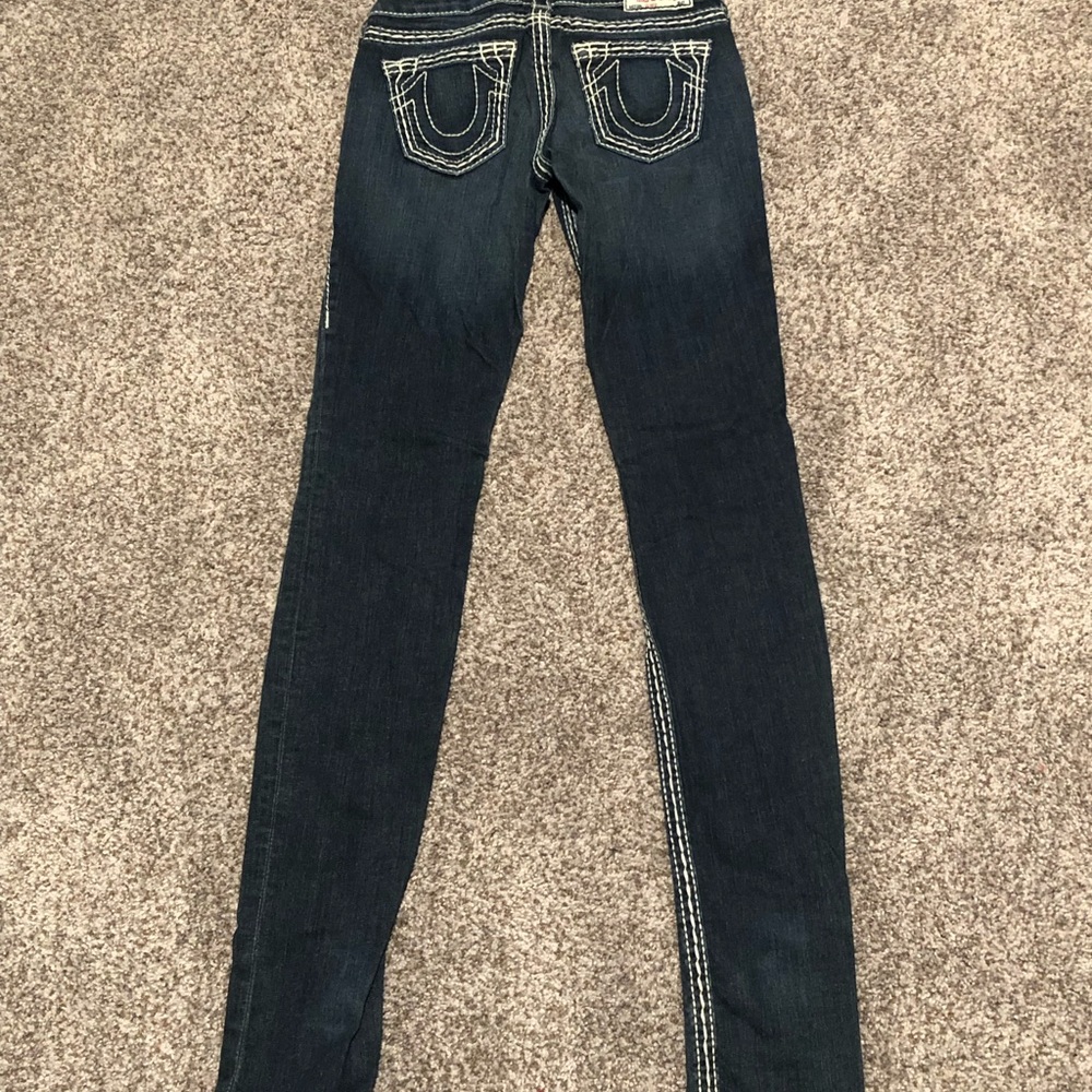 NWOT TRUE RELIGION SIZE 25 SKINNY JEANS DARK DENIM - Picture 4 of 4